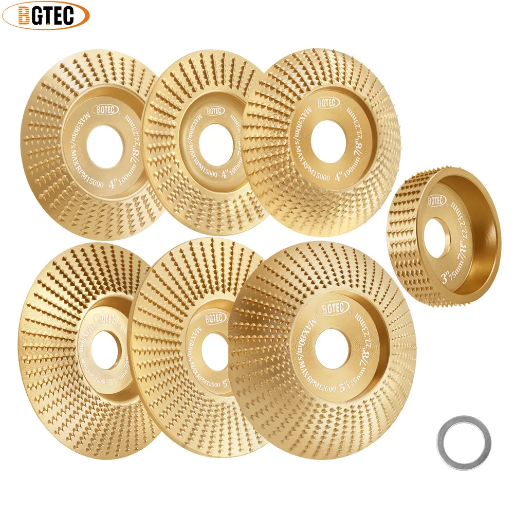 Bgtec-madeira Moagem Roda Cup Milling Disc Placa Carving Perfil Plain Bevel Bowl Ferramenta Abrasiva Aparar Angle Grinder 1pc