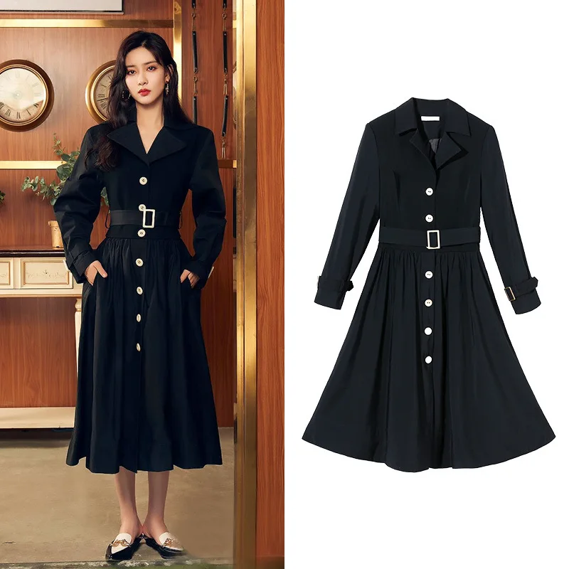 

French Dress Spring Autumn Long-sleeved Long Skirt Temperament Elegant Dress