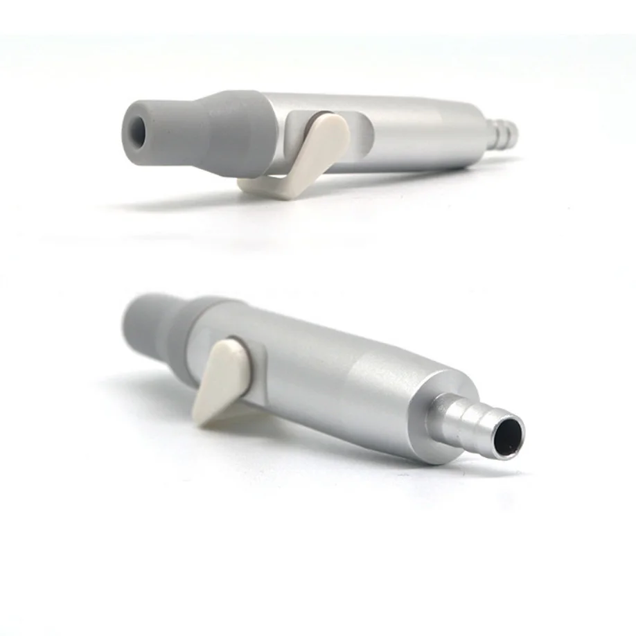 7 mm/8 mm zwak zuigend handstuk met grijze siliconen punt en siliconen hoes, instelbare zuigkracht tandartsstoelaccessoire