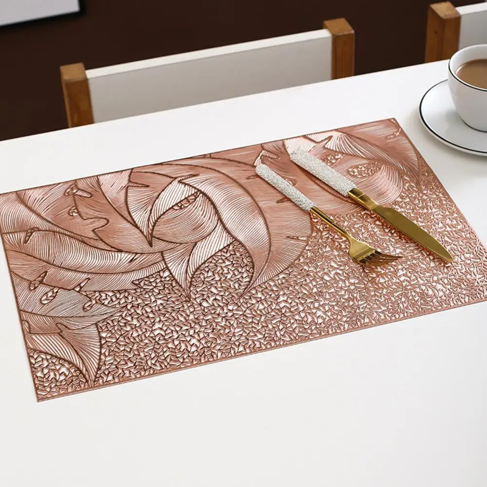 Table Mat Gold Hollow Out Placemats Elegant Table Mats for Kitchen Wedding Tables Centerpieces Heat Resistant Pvc