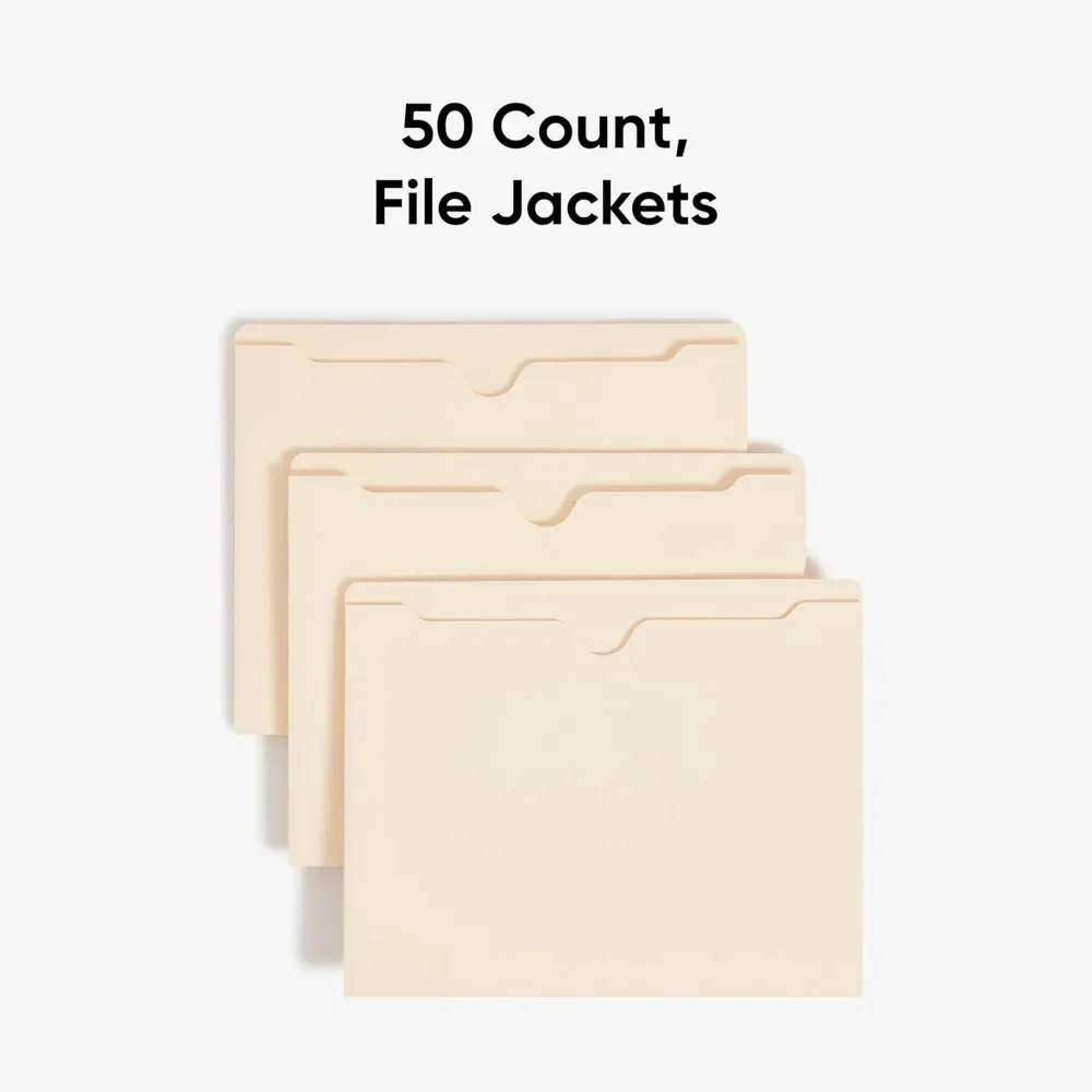 Smead File Jacket, Reinforced Straight-Cut Tab, 2" Expansion, Letter Size, Manila, 50 Per Box (75560)