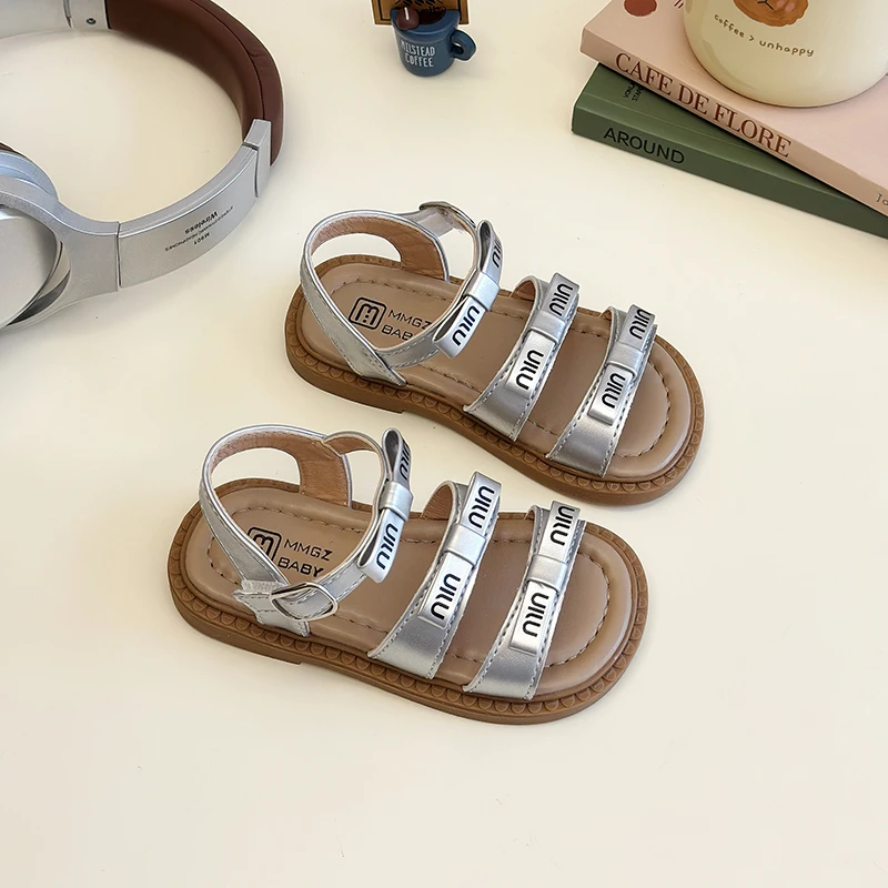 Little Girls Summer Casual Sandals Three Bowknot Detail New Kids Roman Beach Shoes High Quality Stylish Cow Muscle for Children