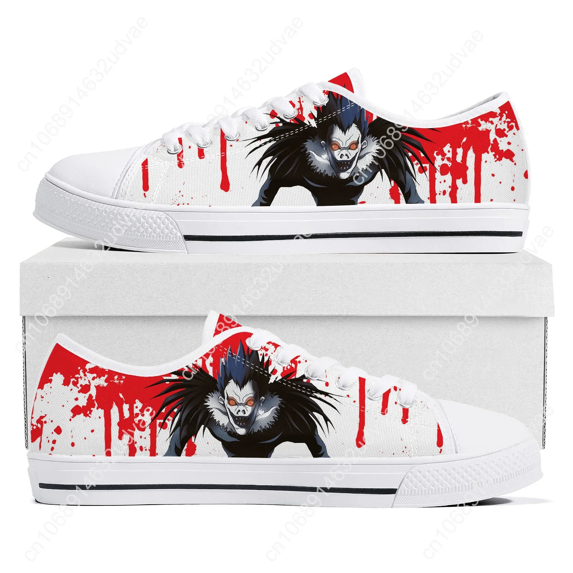 Cartoon Demon Ryuk Horror Halloween Death Note Low Top Sneakers Mens Womens Teenager Canvas Sneaker Couple Shoes Custom Shoe