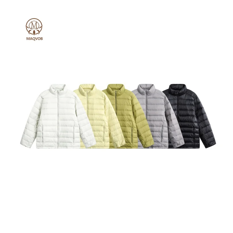 

MAQVOB High Quality EU US Size Simple Versatile Winter Down Jacket for Men Women White Duck Down Casual Warm Stand Collar Jacket