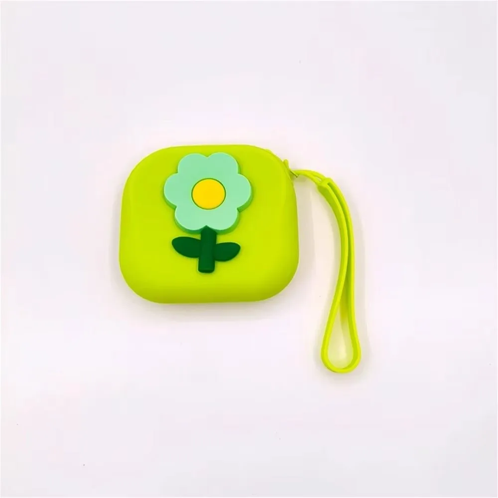Nuevo monedero de silicona con dibujos de flores, bolsa de almacenamiento con cremallera, pulsera multiusos, bolso, auriculares, lápiz labial