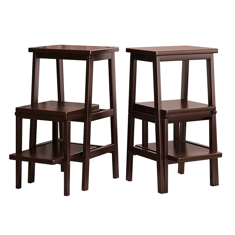 PYJ Multifunctional Ladder Stool Folding Living Room Household Three-Step  Solid Wood Ladder Chair