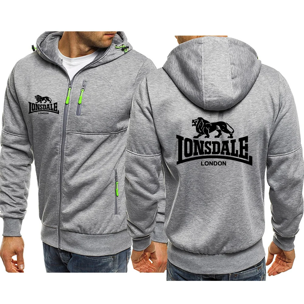 LONSDALE Spring 2024 Men\'s Printed Hooded Fashion Clothing Pullover Loose Sweater Harajuku Casual Sweatshirt Street Long Sleeves