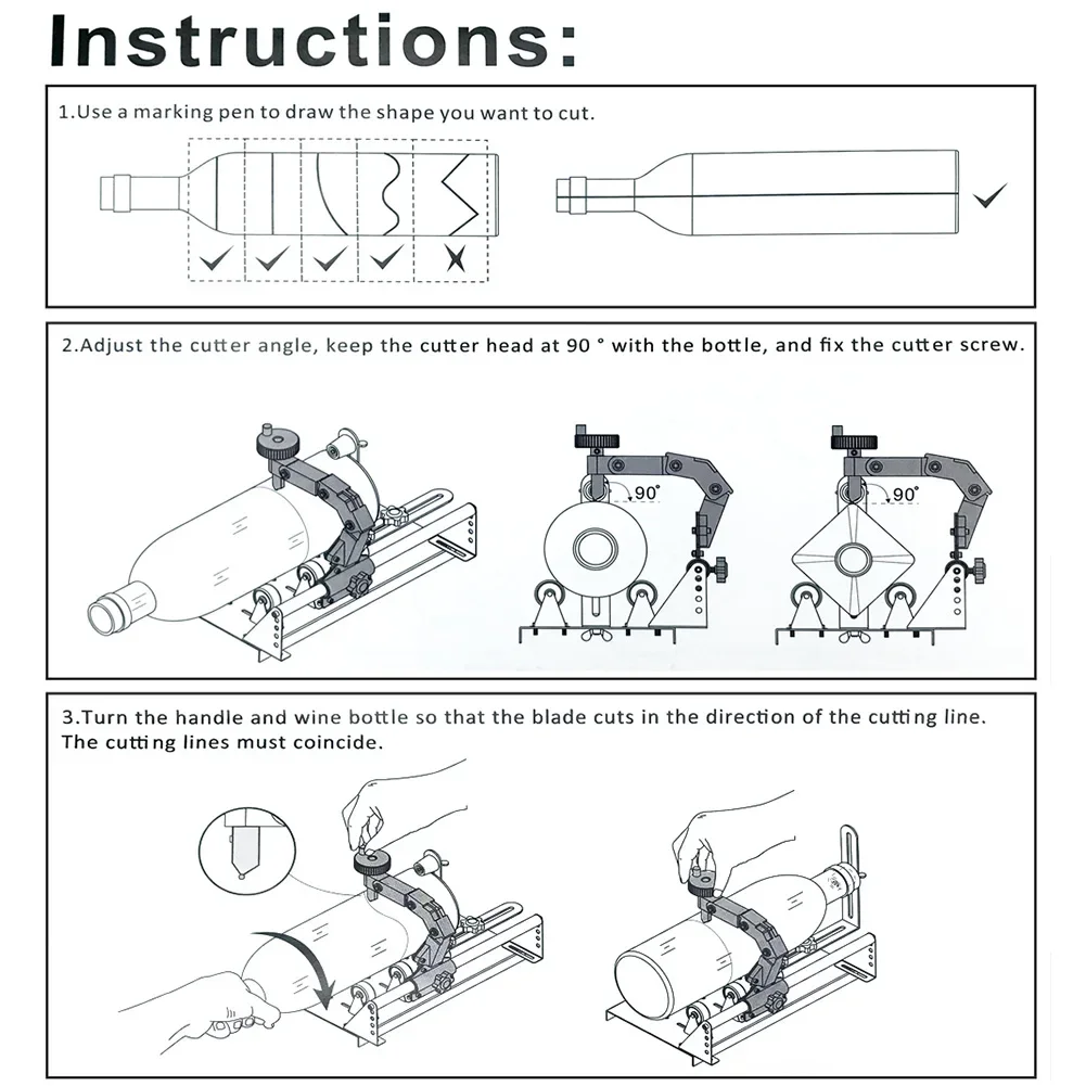 أداة قطع الزجاجات الزجاجية لتقوم بها بنفسك مربع مستدير النبيذ البيرة الزجاج النحت آلة قطع المهنية البيرة الزجاج قطع حامل الزجاجة #5
