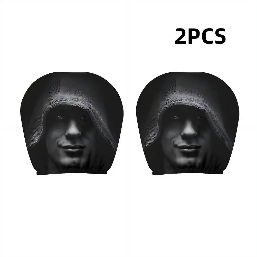 2 Stück Horror-Gesichts-Autositzbezüge aus weichem Polyester, waschbar, staubdicht, schützende dekorative Hülle, universeller Autositzbezug – Detail 1