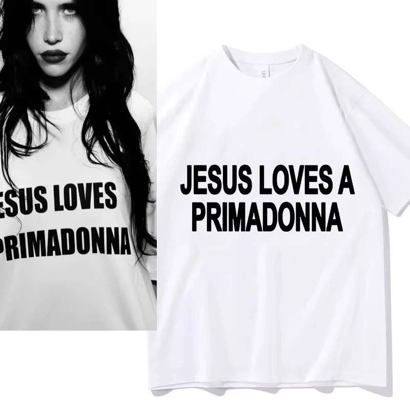 Camisetas Nessa Barrett Jesus Loves A Primadonna, ropa informal para hombre, camisetas estéticas de manga corta, ropa de algodón puro