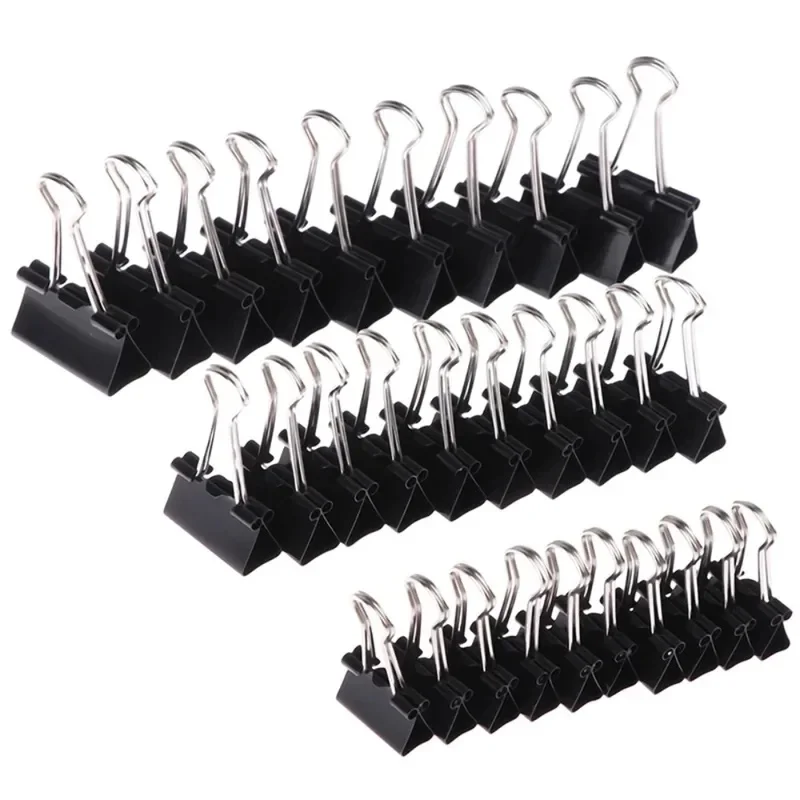 10/20pcs Black Metal Binder Clips 15/19/25/32/41mm Notes Letter Paper Clip Office Supplies Binding Securing