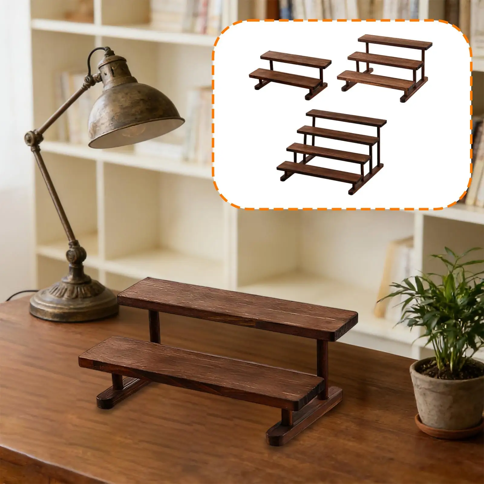 Tabletop Wooden Display Shelf Stand Organizer Tiered Riser for Craft Shows Collectibles Cupcakes and Jewelry Storage