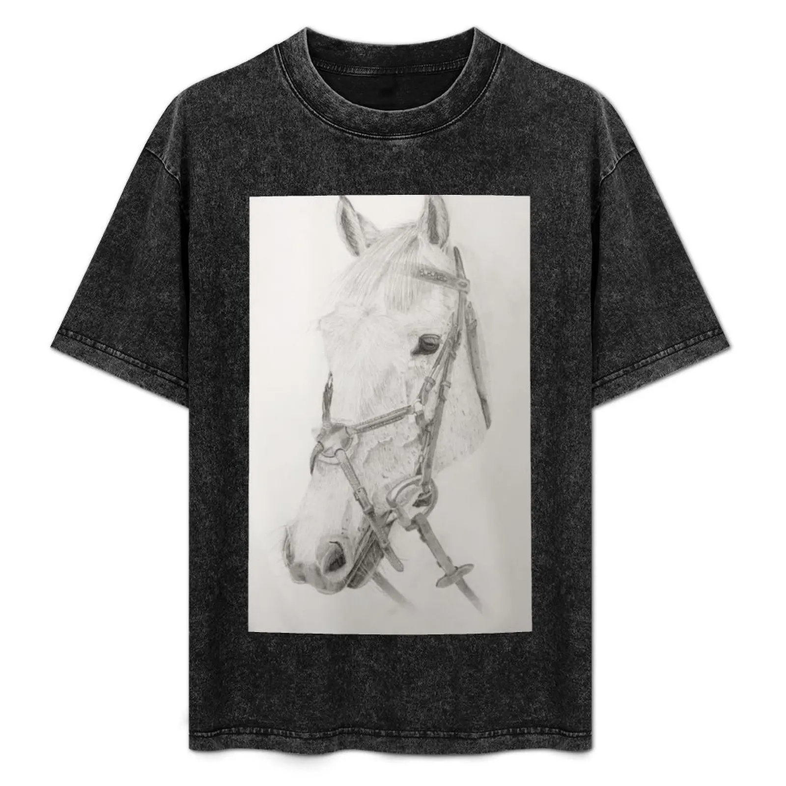 

Realistic grey horse pencil drawing T-Shirt Durable Work Wear T-Shirt