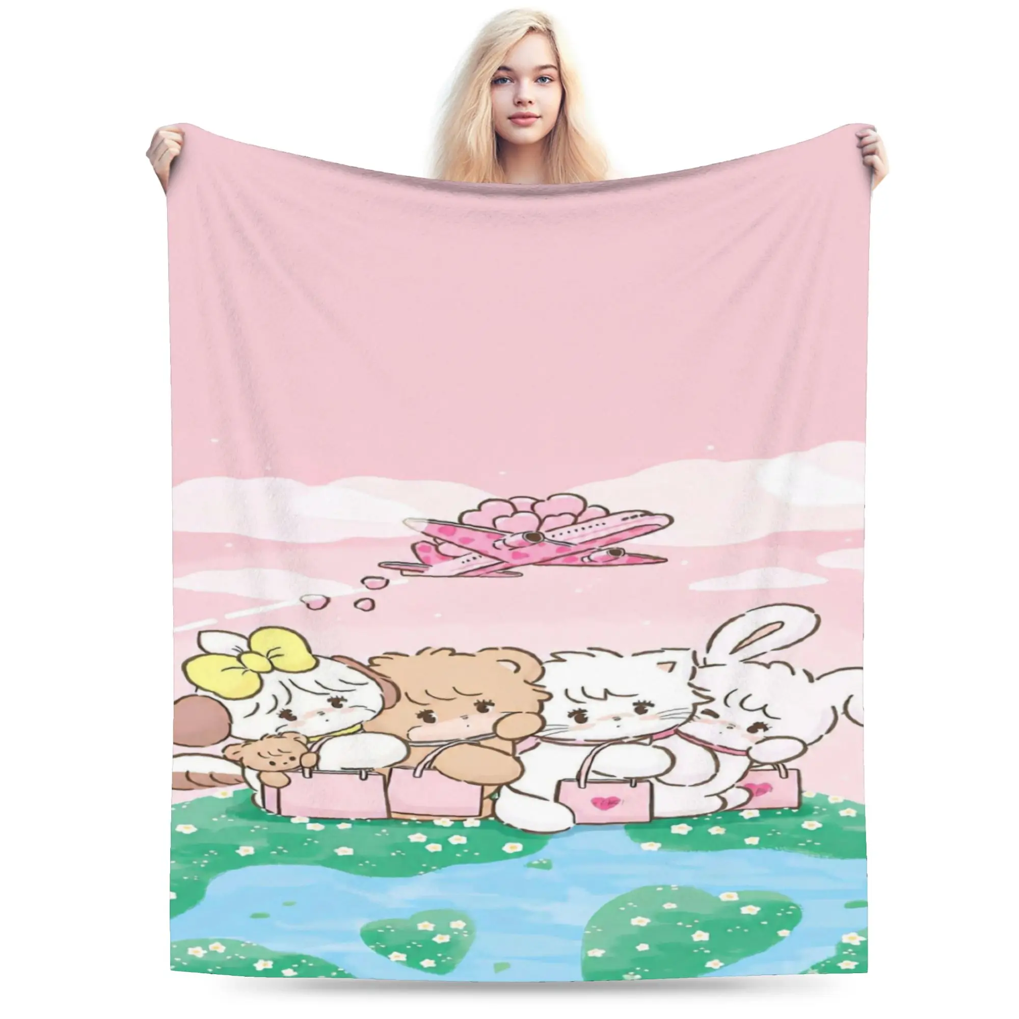 pink cartoon Mikko Mousse  Blanket Ultra Soft  Throw Blankets for Bed 50x60 Inch Multiple Sizes Bedspread