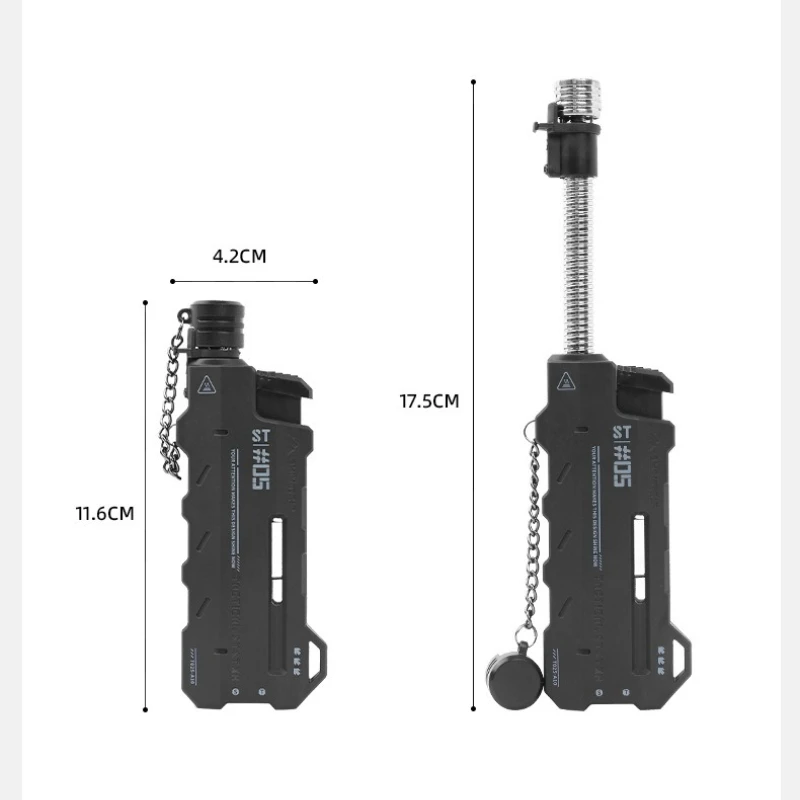 Outdoor Camping Visual Gas Window Jet Blue Gas Lighter Safety Lock Switch Telescopic Rotary Igniting Rod Igniter (Withou Gas)