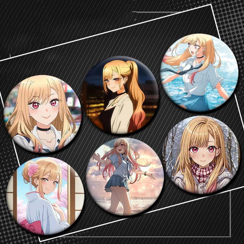 

32/50/58mm Anime My Dress-Up Darling Soft Button Pins Cartoon Character Creative Brooches on Backpack Clothes Round Badge Giftss