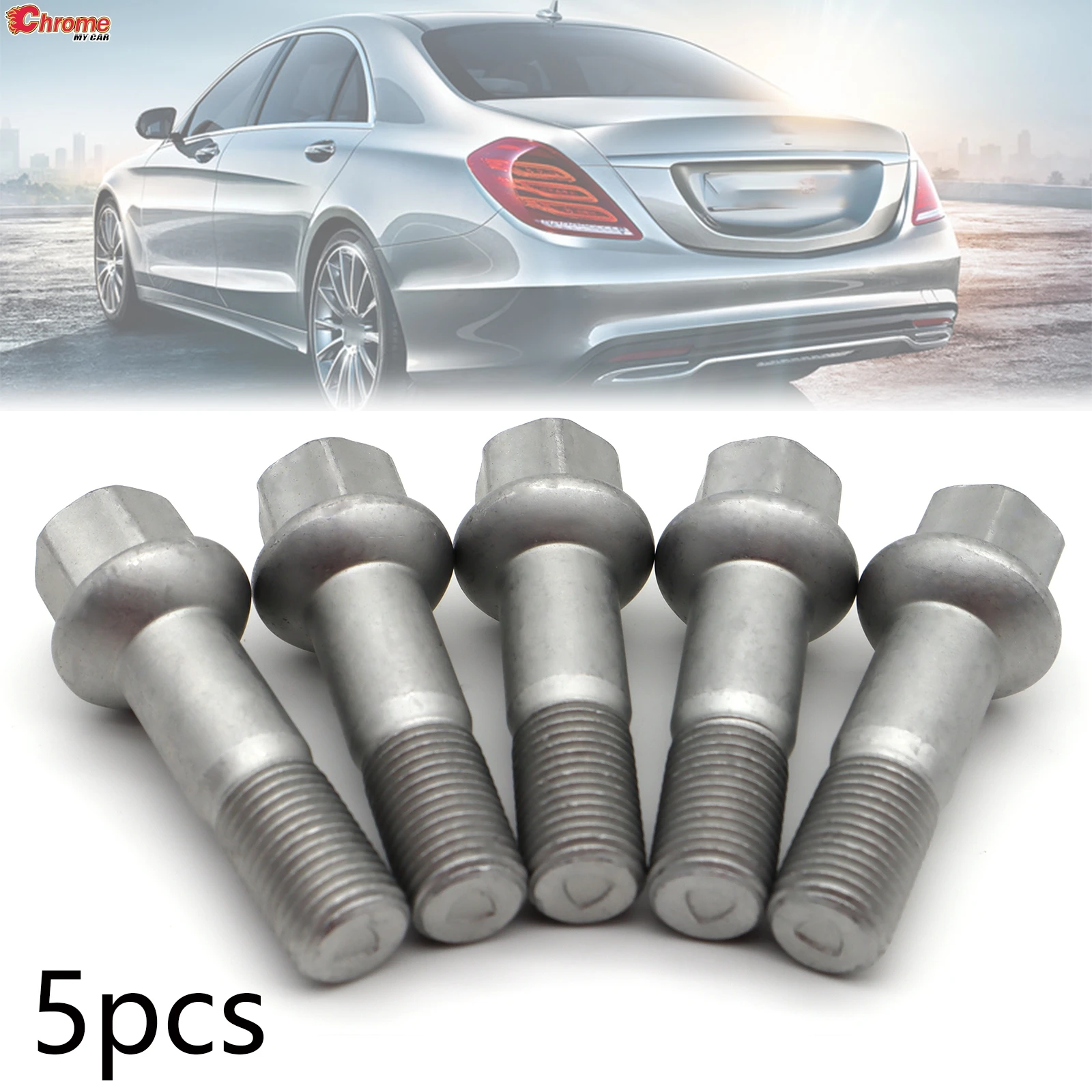 5pcs For Mercedes Benz W220 W204 W164 W251 ML550 S500 GLK350 S550 Car Wheel Lug Bolts Nuts M14 x 1.5 0009905307 Truck Tyre Parts