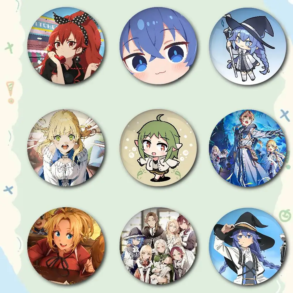 M-Mushoku T-Tensei Jobless Reincarnation Épingles de revers rondes en fer blanc de qualité supérieure : Broches mignonnes pour accessoires de sac à bandoulière