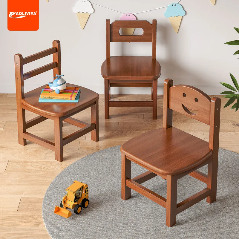 

Aoliviya Solid Wood Stool Home Living Room Low Stool Children's Backrest Small Chair Internet Celebrity round Stool Small Simple