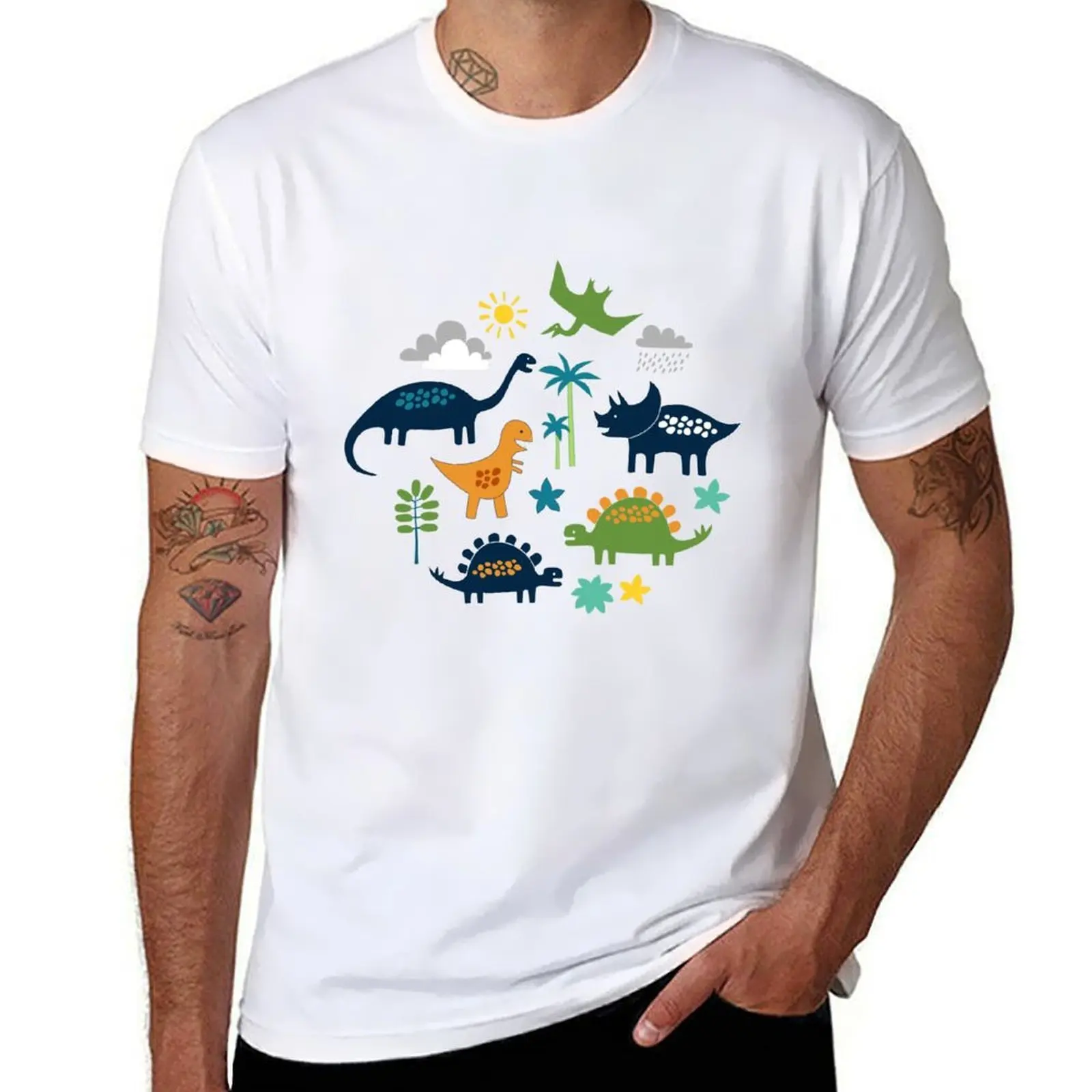 

Dinosaur Land - cute Dino pattern by Cecca Designs T-Shirt t shirts for man cotton funny T-Shirt