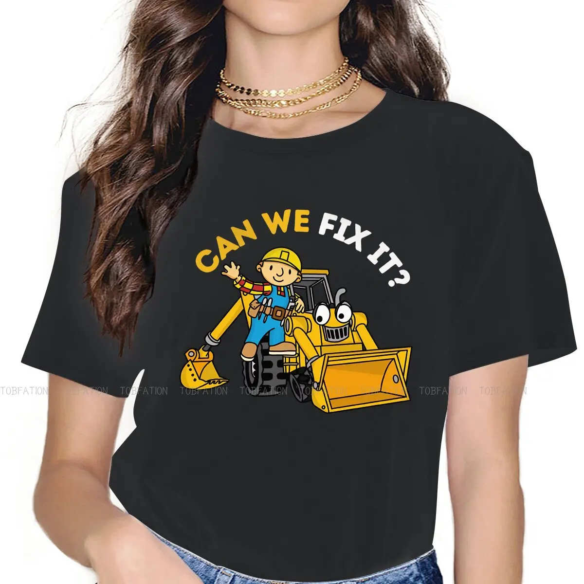 Can We Fix It Funny Women TShirt Bob the Builder Cartoon Crewneck Girls top 4XL Lady T Shirt regalo di moda divertente