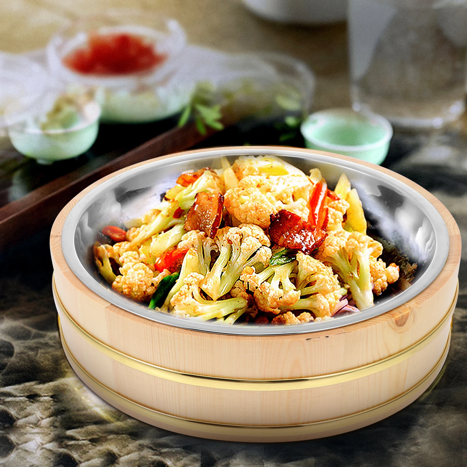 

Sushi Rice Bucket Wooden Stainless Steel Thickened Design Perfect for Making Delicious Sushi Home Tableware Kitchen Bar