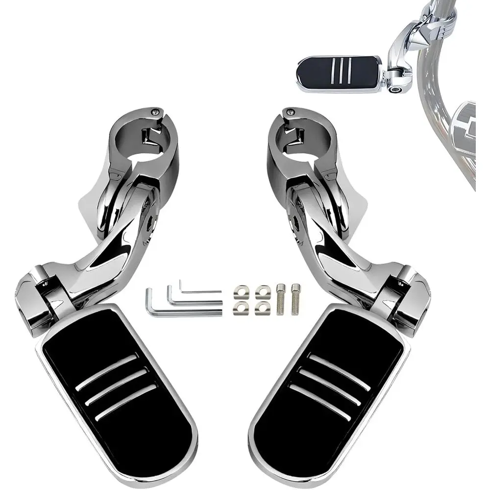 

Adjustable Motorcycle Footpegs with 90° Foldable & 270° & 360° Rotation, Anti-Slip Stainless Steel for Road Traveling Driving, 1