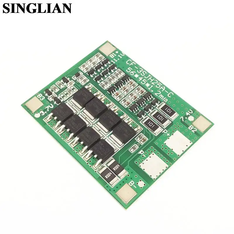 3S 12V 18650 Lithium Battery Protection Board 11.1V 12.6V With Equalizing 25A Over-current Charge Over Discharge Protection