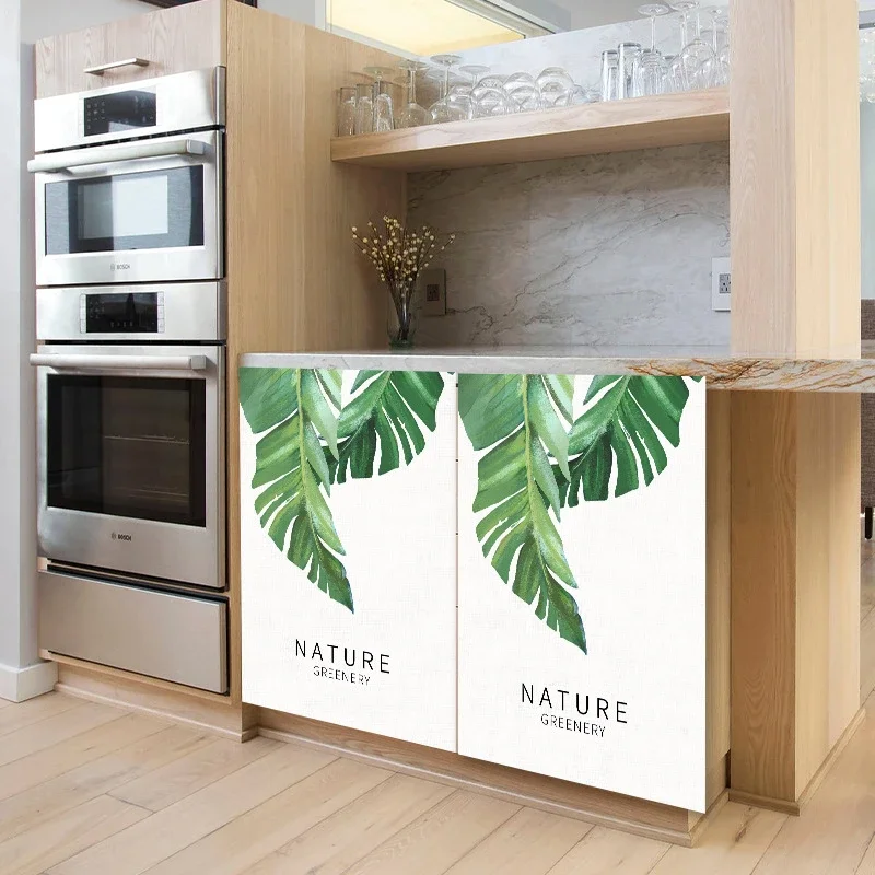 VIKAMA Watercolor Cactus Cabinet Curtain, 6 Designs, Decor for Kitchen Bathroom Storage Cabinet