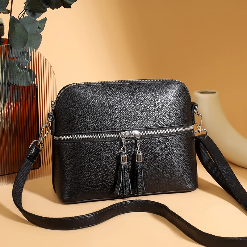 

100% Genuine Leather Women's Handbag High Quality Cow Leather Shoulder Crossbody Bag For Ladies Luxury Female Messenger Tote Sac