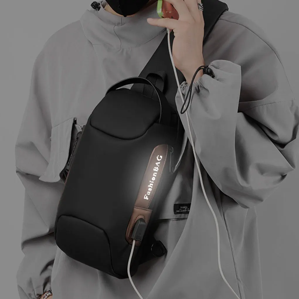 

Men Anti Theft Chest Bag Shoulder USB Charging Crossbody Package School Short Trip Messengers Gym Men’s Sling Sports Pack