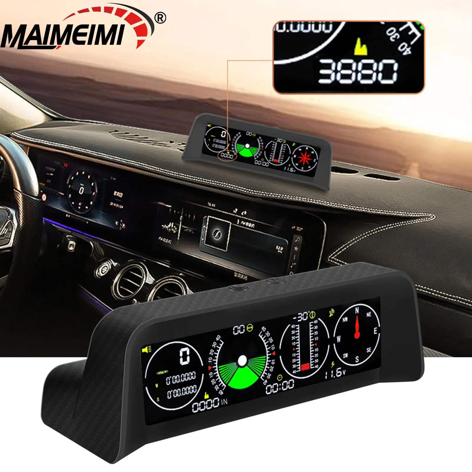 

X90 Автомобильный GPS HUD Проекционный дисплей Цифровой измеритель 4 в 1, автомобильный спидометр, компас, теодолит, интеллектуальный горизонтальный измеритель уклона