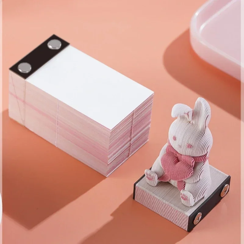 Block 3D Notepad Cute Bunny Notes Three- Dimensional Rabbit Memo Pad Paper Notes  3D Calendar 2024  Desk Decoration Accessories