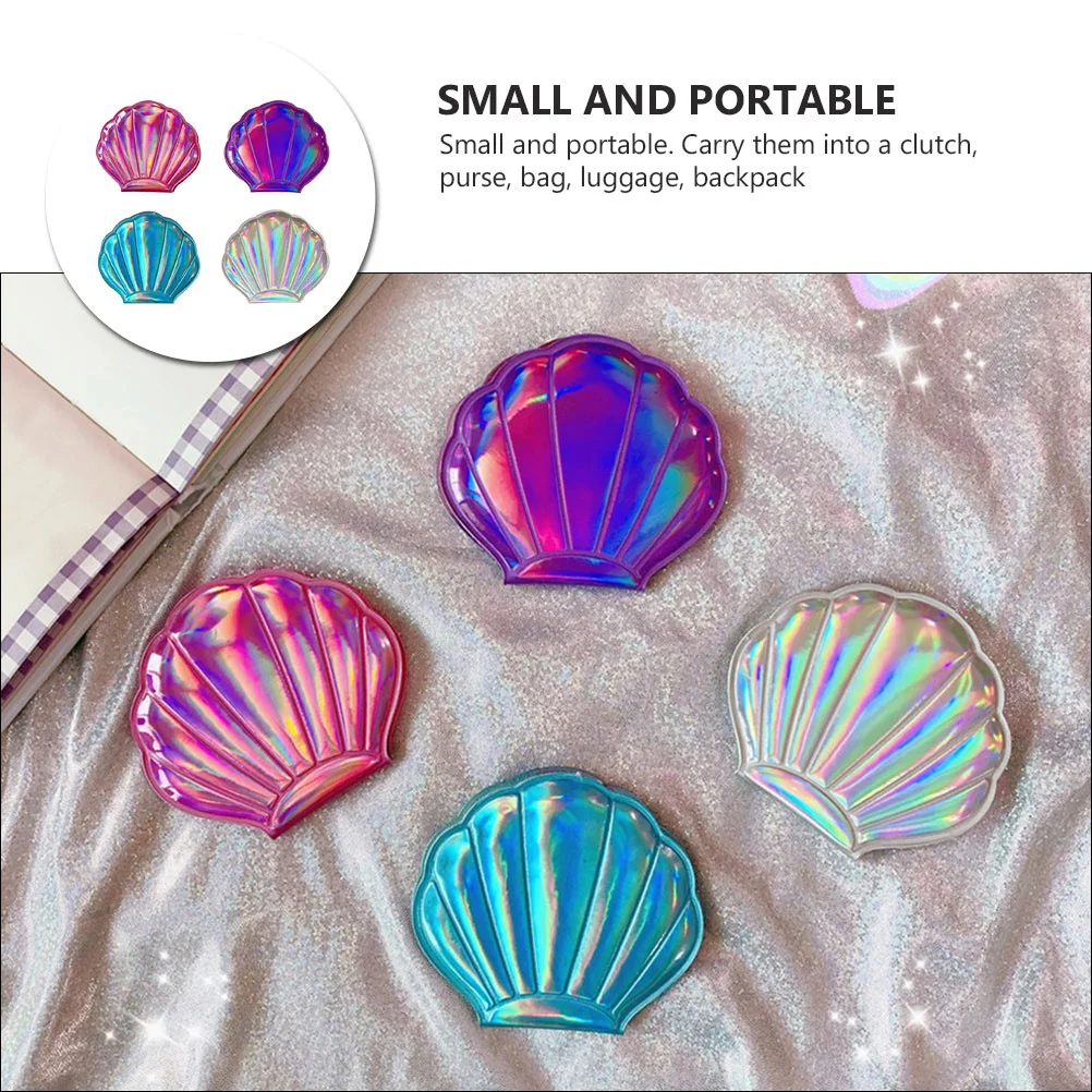 5Pcs Shell Portable Makeup Mirrors Travel Compact Foldable Double Sided Small Hand Mirror Multifunctional Wear Resistant Daily