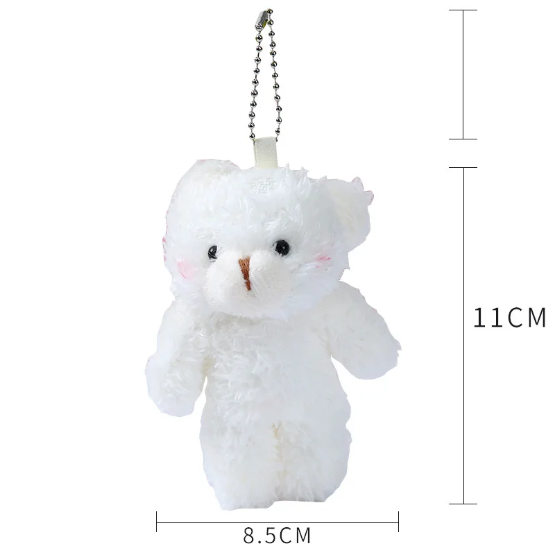 10 stks/partij 12 cm Leuke Cartoon Teddy Jointed Bear Soft Knuffels Konijn Gevulde Pop Sleutelhanger Hanger Kleine Gift groothandel