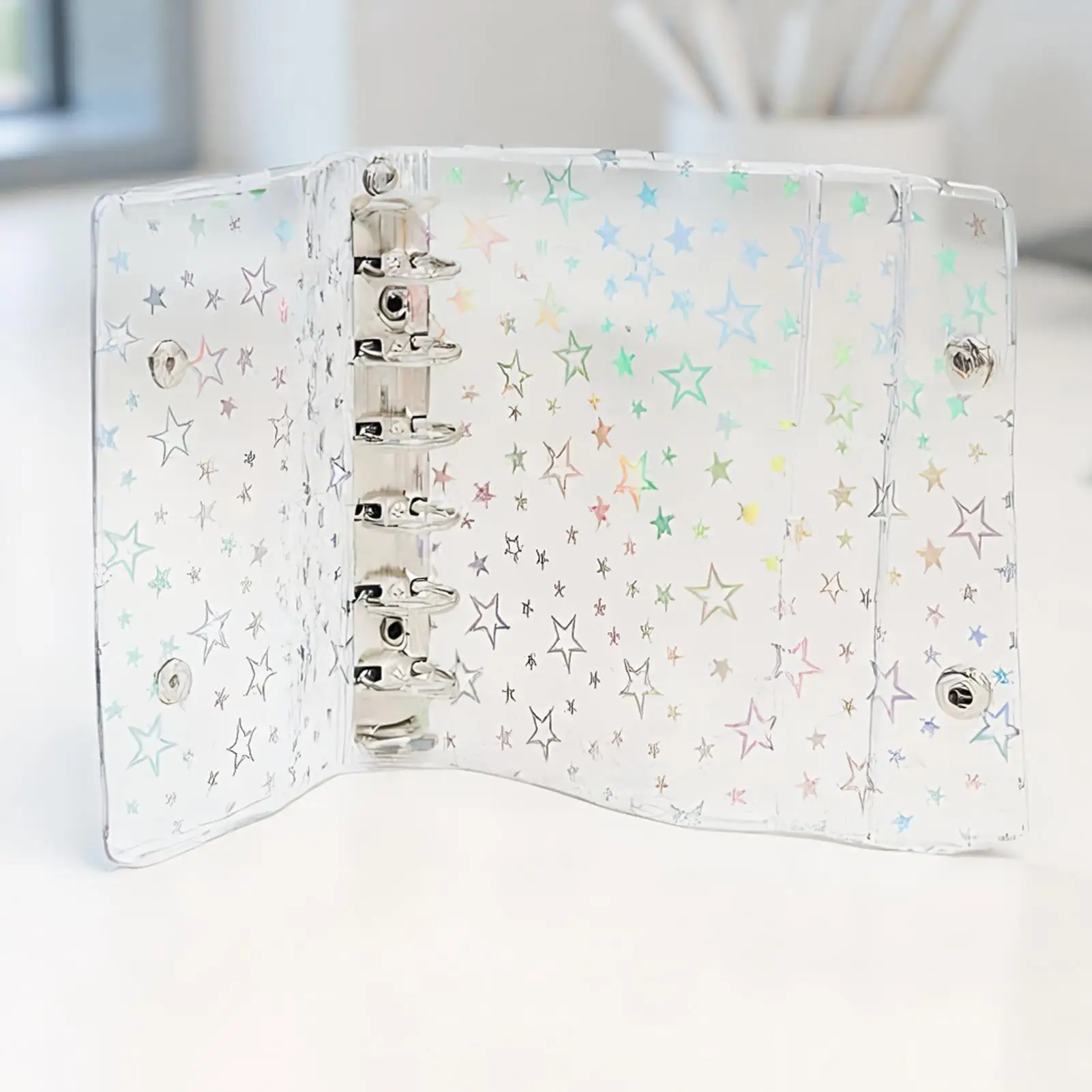 

Binder Clear Sleeves PVC Planner Book Organizer Binder With Star Pattern Personal Organizers Sleeves For Youth Family Boys Girls
