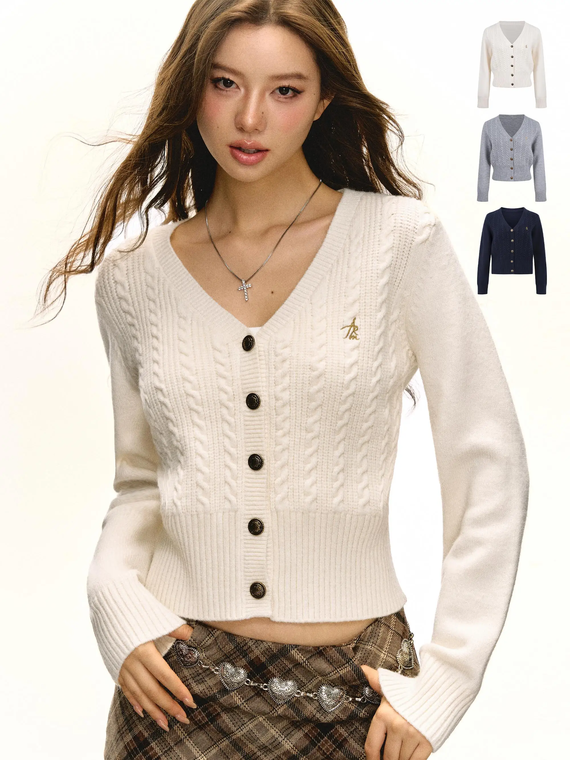 

Вязаный открытый кардиган Ariseism в американском стиле ретро Long Sve, женский базовый слой, внутренняя одежда, топ Street Sle, облегающий крой, V-Ne