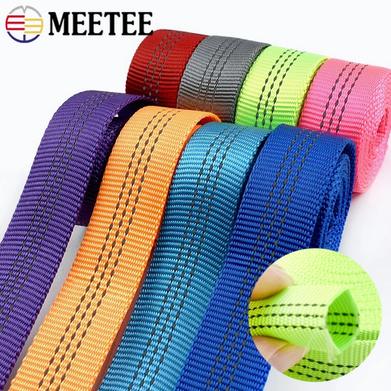 2-10Meter 25mm Nylon Tubular Webbing Tape for Sewing Bag Strap Double-layer Ribbon Backpack Belt Reflective Band DIY Accessories
