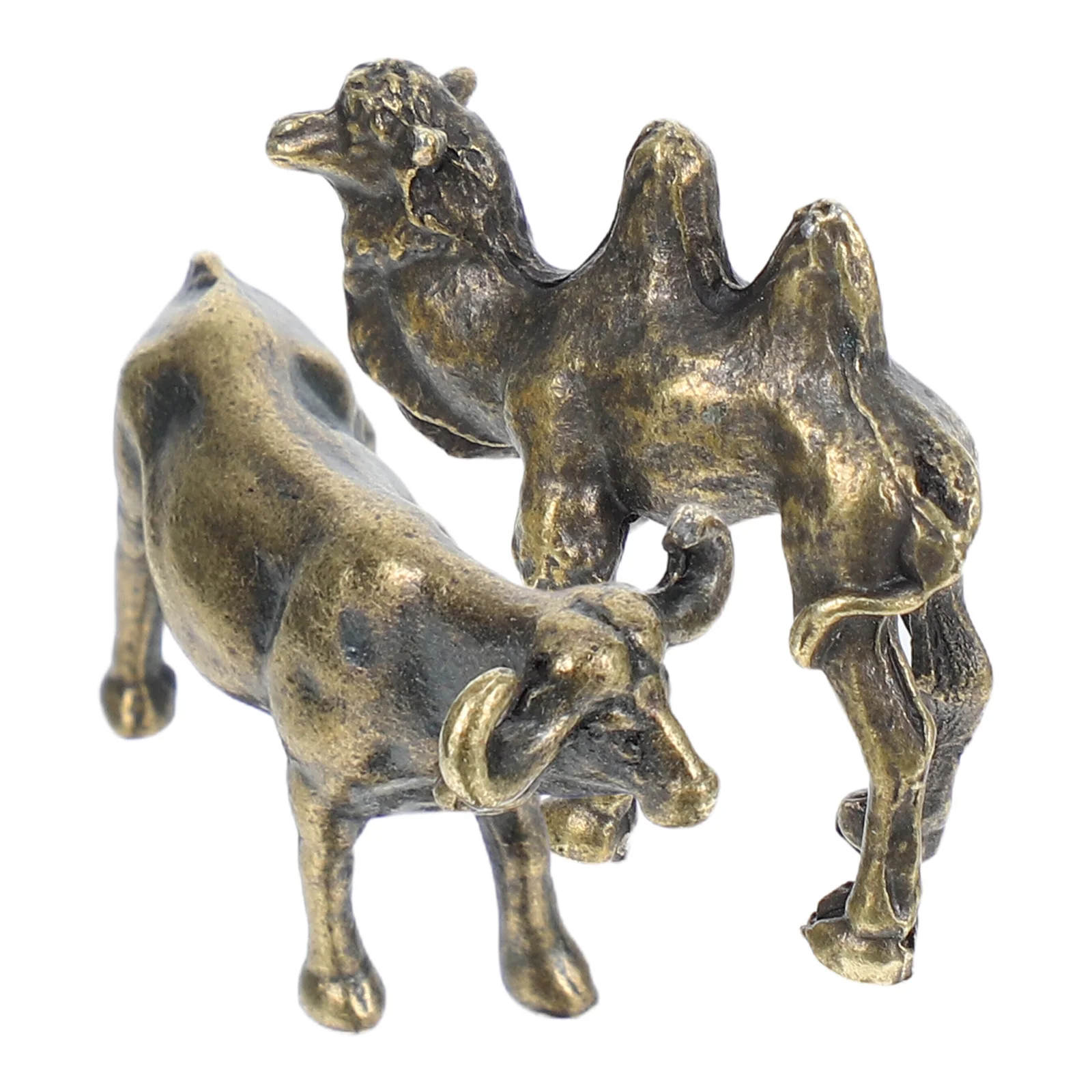 

2pcs Miniature Landscape Ornaments Alloy Micro Animal Figurines Copper Desktop Bull Sculptures For Home Office Decor