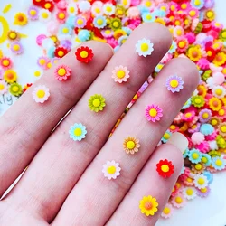 100Pcs New 6mm Kawaii Cute Mixed Flowers Flat Back Resin Cabochons Scrapbooking DIY Jewelry Craft Decoration Accessorie A41