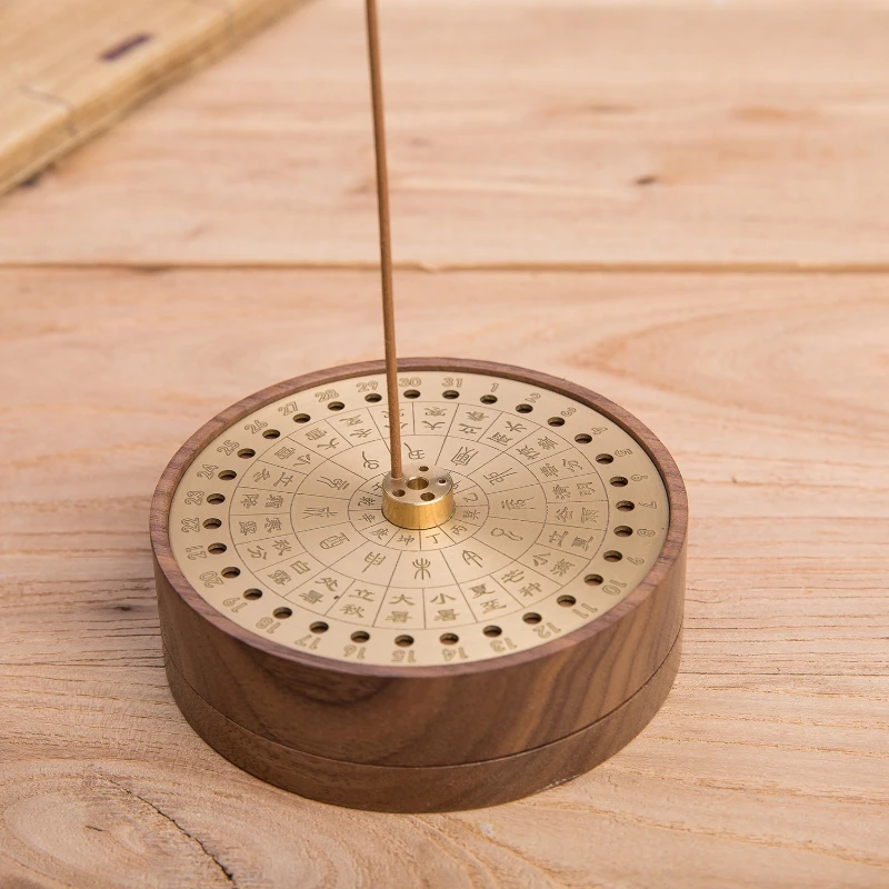 Multifunctional Twenty-four Solar Terms Disc Incense Burner New Chinese Copper Wood Incense Household Indoor Sandalwood Burners