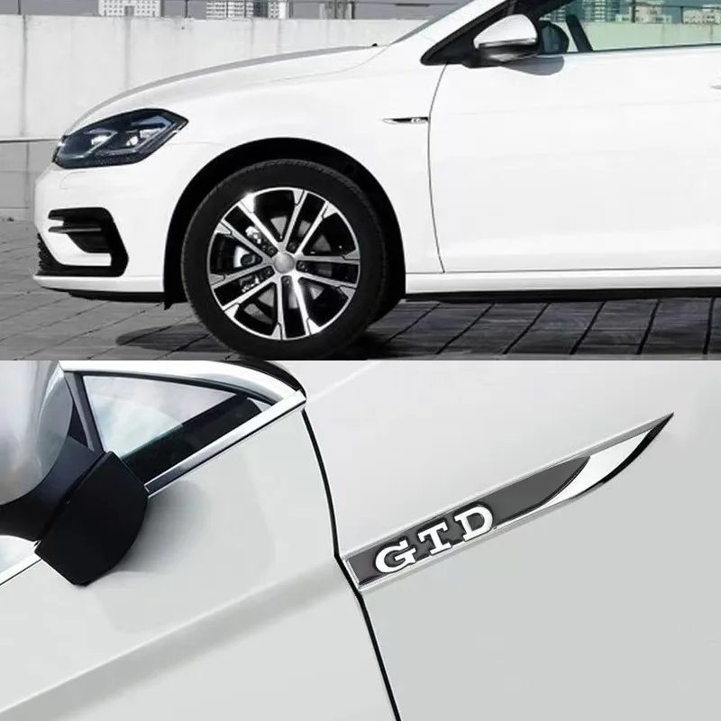 2 stücke Metall GTD Buchstaben Logo Abzeichen Auto Aufkleber Auto Flügel Kotflügel Seite Klinge Sport Emblem Zubehör für Golf MK5 MK7 5 6 7 Polo – Detail 4