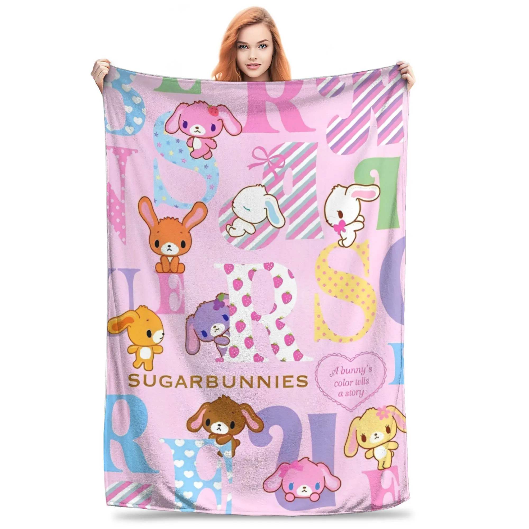

Cartoon Sugarbunnies Knitted Blankets Fuzzy Throw Blankets Bedding Couch Decoration Ultra-Soft Warm Bedsprea,