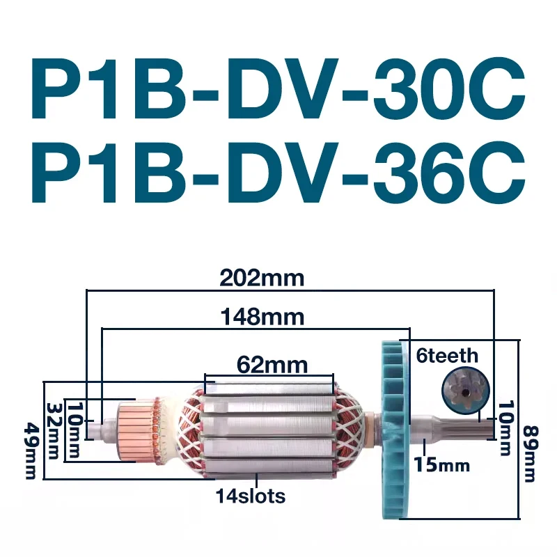 

220-240v Armature Rotor for P1B-DV-24C P1B-DV-S14 S24A E24 Electric Wrench Armature Rotor Anchor Stator Coil Replacement Parts