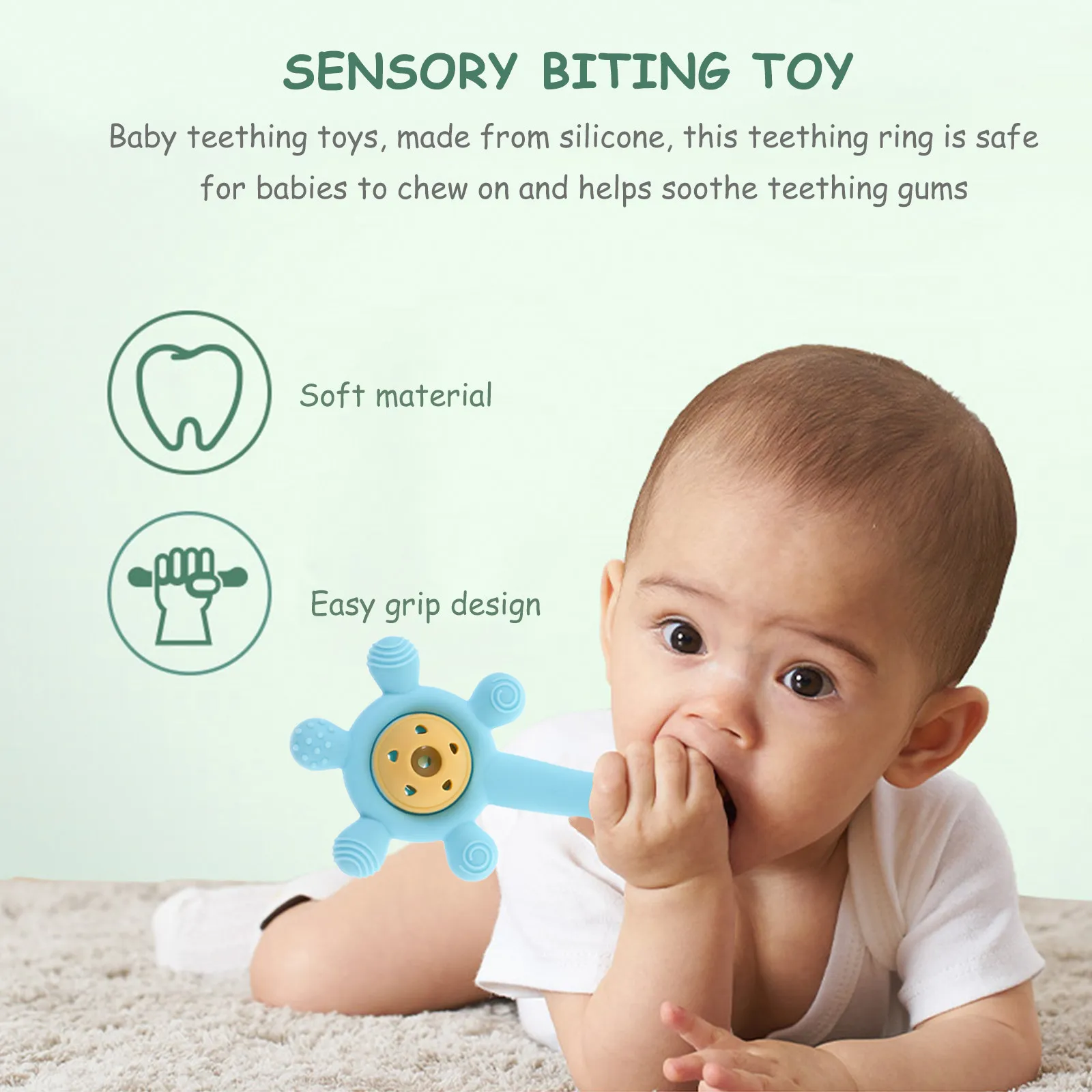 Babybijtring Uniek ontwerp Veilig materiaal Gemakkelijk vast te houden Tandjesverlichting voor baby's Ringvorm Zintuiglijk bijten