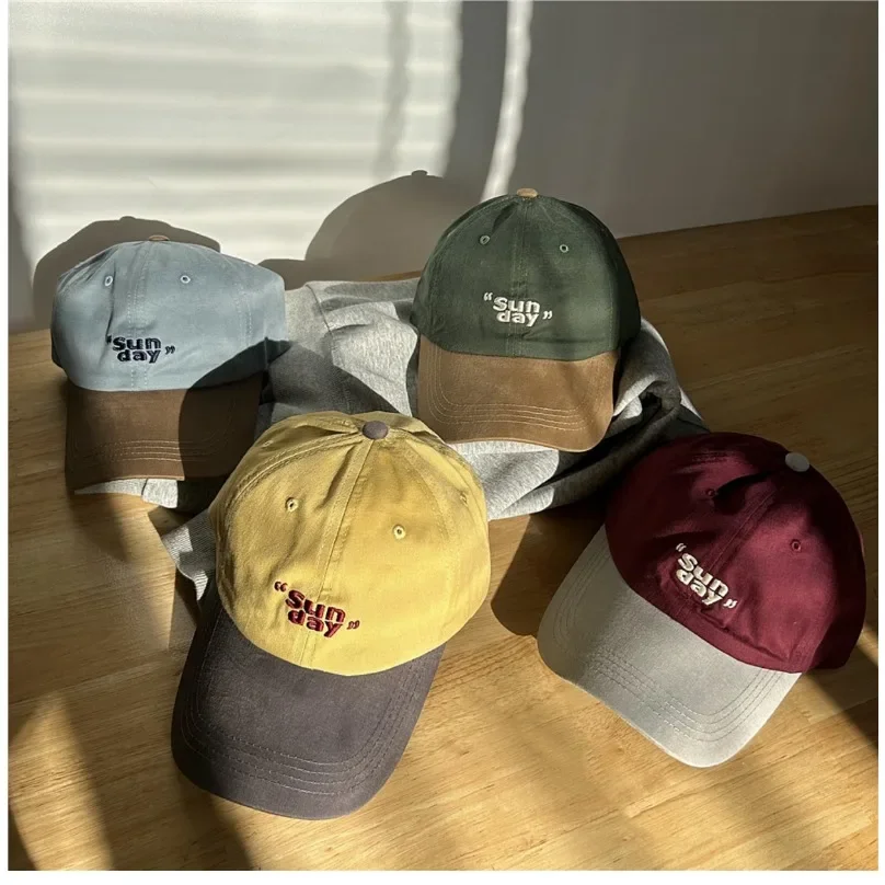 Original Design Retro Melad Color Blocked Baseball Cap Men Women Sunshade Hat Casual Soft Top Peaked Cap Adjustable