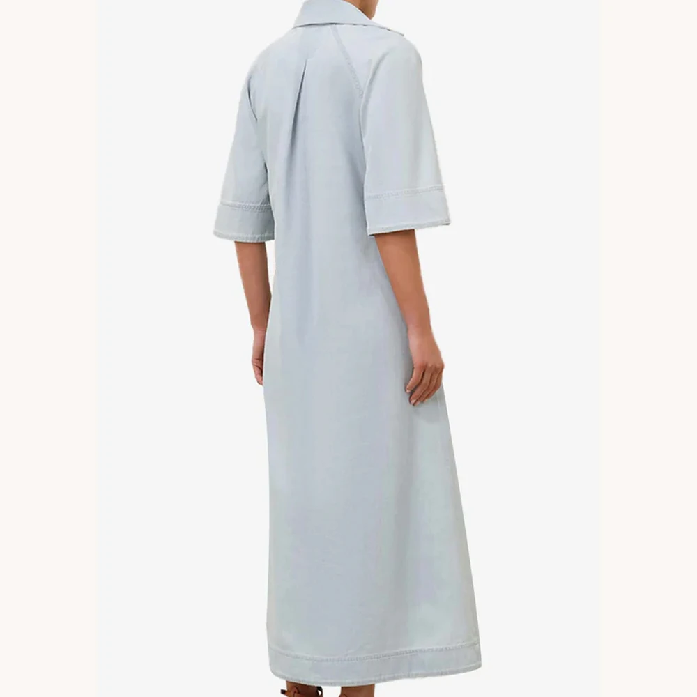 Op maat gemaakte elegante denim midi-jurk A-lijn avondjurken Gelegenheid Formeel Prachtige galajurken van hoge kwaliteit voor dames