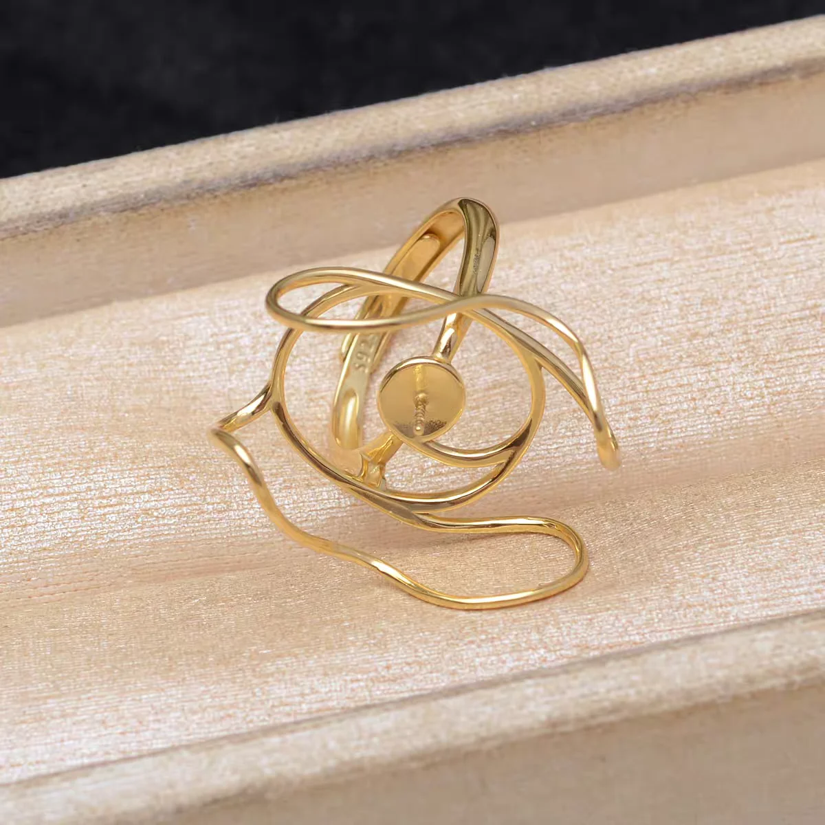 S925 فضة قابل للتعديل البنصر حوامل قاعدة إعداد النتائج مجوهرات ل 16-26 مللي متر اللؤلؤ الباروك 3 قطعة/الوحدة #5