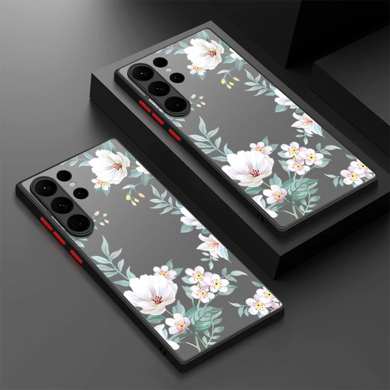 Funda de lujo con flor de melocotón y peonía para Samsung Galaxy S25 Ultra S24 S23 S22 S21 FE A34 A54 A15 A35 A55 A16 A26 A36 A56 5G Capa Coque