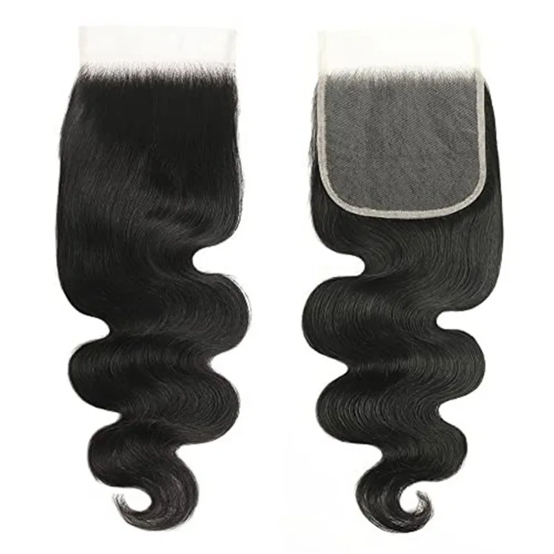 12A 4x4 الدانتيل إغلاق مستقيم / الجسم موجة / غريب مجعد / موجة عميقة الشعر البشري 100٪ غير المجهزة البرازيلي عذراء ريمي قبل قطعها B